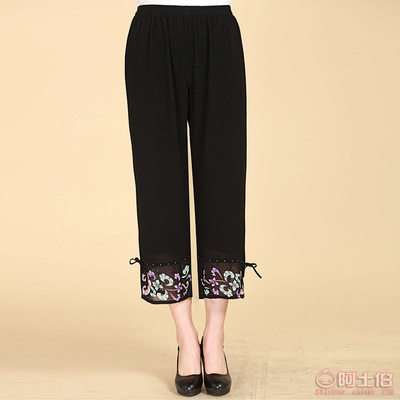 时尚舒适之选 2016夏装新款大码宽松雪纺7分裤，专为中年女性设计